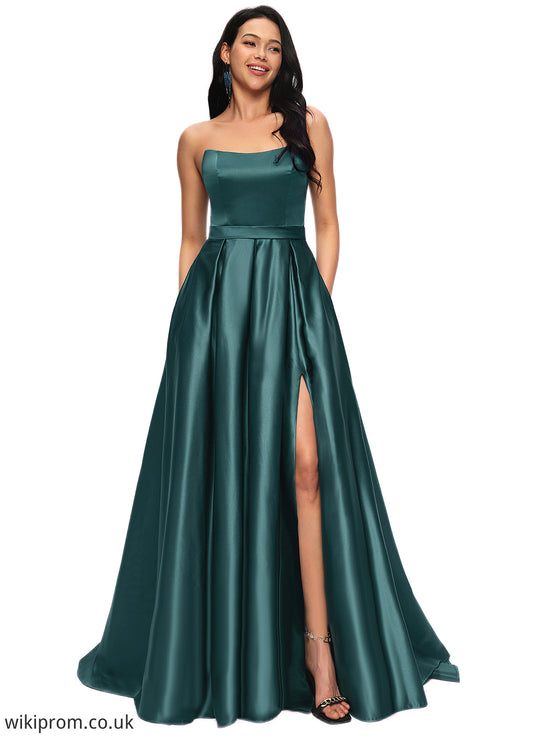 Elisabeth Ball-Gown/Princess Sweep Train Satin Prom Dresses SWKP0022207