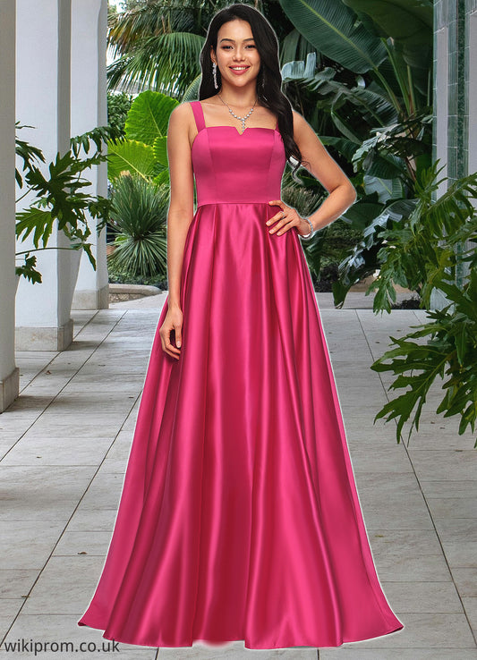 Ayanna Ball-Gown/Princess V-Neck Sweep Train Satin Prom Dresses SWKP0022215