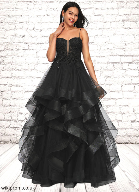Roberta Ball-Gown/Princess Sweetheart Floor-Length Tulle Prom Dresses With Appliques Lace Sequins SWKP0022220