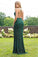 Sexy Mermaid Green V Neck Sequins Criss Cross Prom Dresses Cheap Evening Dresses WK701