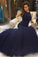 Mermaid Navy Scoop Sleeveless Prom Dress with Beading WK666