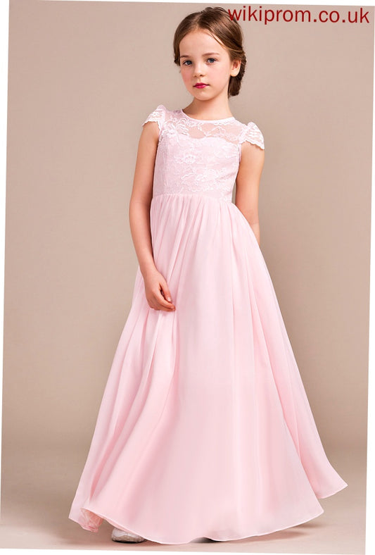 - Abbey Scoop Sleeveless Dress Flower Neck Girl Chiffon/Lace A-Line/Princess Flower Girl Dresses Floor-length