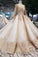 Princess Long Sleeve Ball Gown Scoop With Applique Beads Lace up Prom Dresses WK790