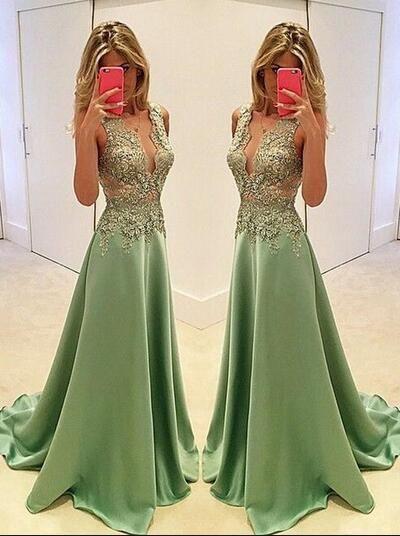 Sexy Appliques Prom Dresses Long Evening Dresses Prom Dresses On Sale T189