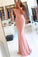 Off-the-Shoulder Mermaid Sexy Blush Pink Sweetheart Appliques Long Prom Dresses WK963