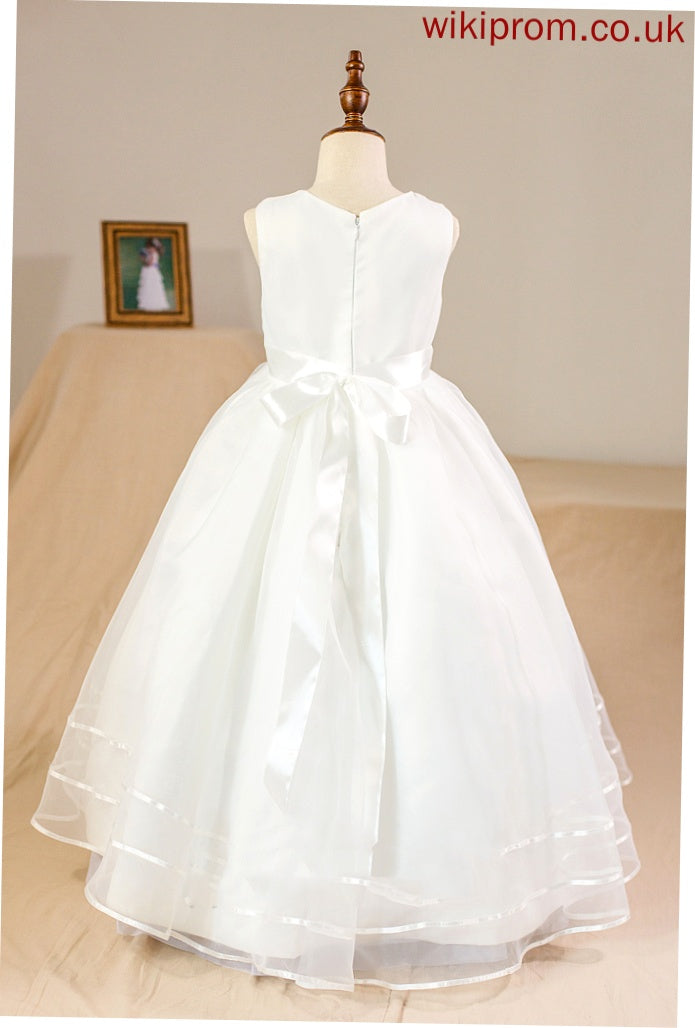 Floor-length Flower Ball-Gown/Princess (Petticoat Girl Sleeveless Scoop Organza/Satin With Dress Bow(s) - NOT included) Allyson Neck Flower Girl Dresses