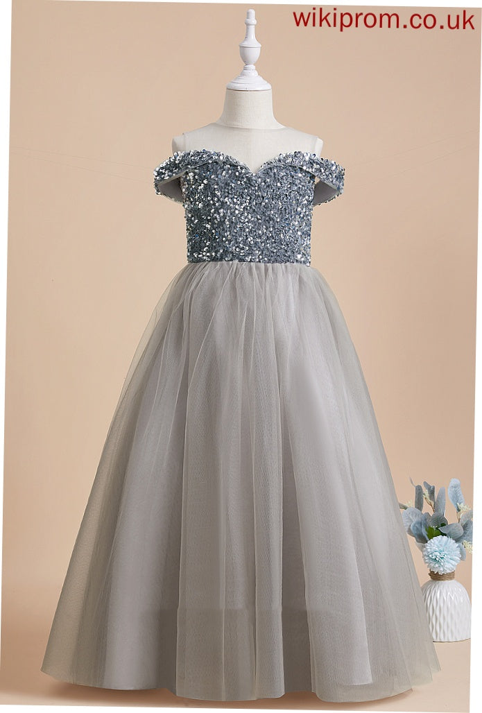 - Dress Girl A-Line Janet Scoop Flower Girl Dresses Sleeveless Tulle/Sequined Neck Flower Floor-length