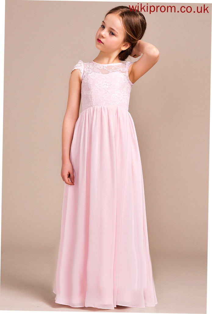 - Abbey Scoop Sleeveless Dress Flower Neck Girl Chiffon/Lace A-Line/Princess Flower Girl Dresses Floor-length