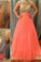 Prom Dresses Scoop Long Tulle Coral Beads Sheer Back High Neck Sleeveless Evening Dress WK867