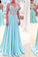 See Through Sexy Blue Sweetheart Sleeveless A-Line Chiffon Appliques Long Prom Dresses WK944