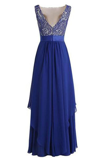 Long Chiffon Bridesmaid Dress V-back Evening Gown Prom Party Dress WK222