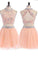 Peach Homecoming dress 2 pieces homecoming dress short homecoming dress WK897