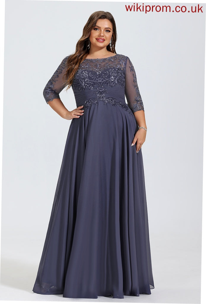 Sequins Chiffon Undine Prom Dresses With A-Line Lace Floor-Length Scoop