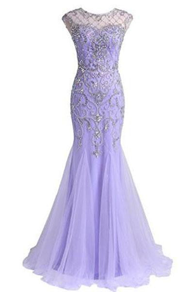 Prom Dresses A Line Beaded Bodice Open Back Party Dresses WK219