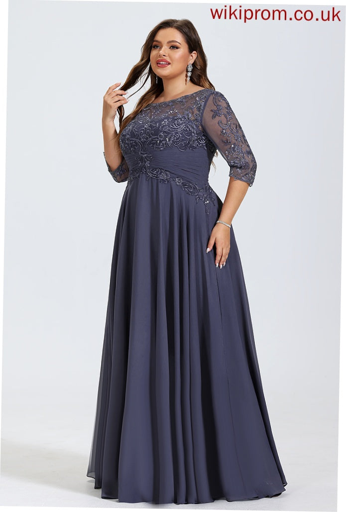 Sequins Chiffon Undine Prom Dresses With A-Line Lace Floor-Length Scoop