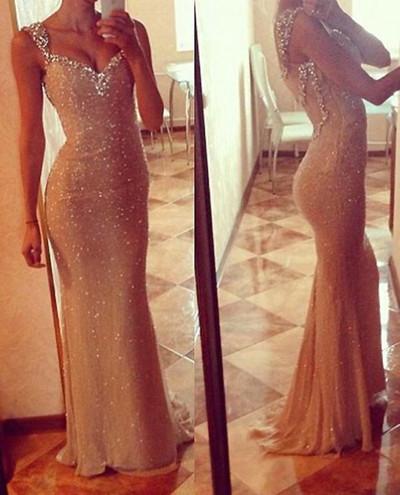 New Style Prom Dress With Straps Sequin Sweetheart Long Mermaid Prom Dresses WK92