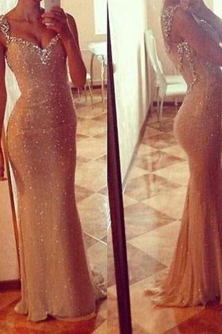 New Style Prom Dress With Straps Sequin Sweetheart Long Mermaid Prom Dresses WK92