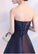 Navy Blue Beads Appliques Strapless A-Line Lace up Homecoming Dress Graduation Dress WK573