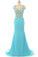 Mint Sheer Back Scoop Chiffon Mermaid Prom Dresses Sleeveless Prom Dresses WK796