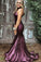 Mermaid High Neck Purple Sequin Evening Dresses Cheap Sleeveless Prom Dresses WK514