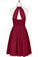 Mini Cute Halter Burgundy Chiffon Knee Length Bridesmaid Dress Short Prom Dresses WK961