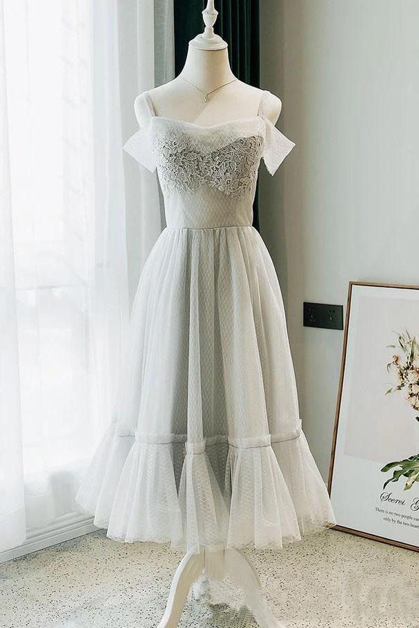 Modest Off the Shoulder Lace Short Formal Dress with Lace up Homecoming Dresses H1109