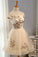 Off the Shoulder Short Tulle Homecoming Gown with Appliques A line Homecoming Dress H1294