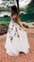 Princess Lace White Prom Dresses V Neck Backless Appliques Long Evening Dresses WK601