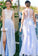 See Through Side Slit Pale Blue Lace Chiffon Scoop Party Dresses Prom Dresses WK375