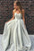 Princess A Line Strapless Sweetheart Lace up Satin Sleeveless Long Prom Dresses WK901