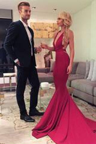 Sexy Red Mermaid Long Prom Dress Formal Evening Dress with Criss Criss Back WK731