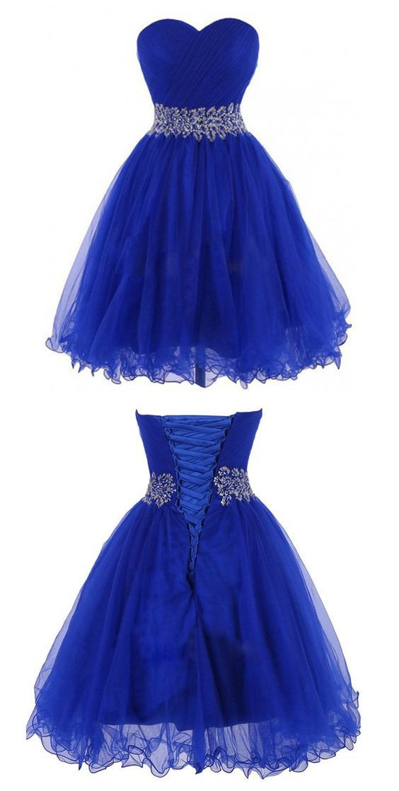 Modern Sweetheart Knee Length Royal Blue Homecoming Dress WK326