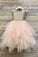 Princess A Line Gold Sequin Round Neck Blush Pink Cute Tulle Baby Flower Girl Dress WK828