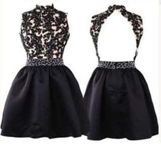 Prom Dress Lace Prom Dress Black Prom Dress Fitted Prom Dress Short Prom Dress WK607