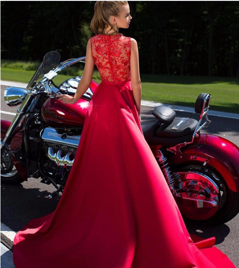 New A-Line Appliques Beads Floor Length Deep V-Neck Red Sexy Elegant Prom Dresses WK484
