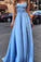 Sexy Cheap Appliques Long Blue Charming Sweetheart A-Line Floor-Length Prom Dresses WK225