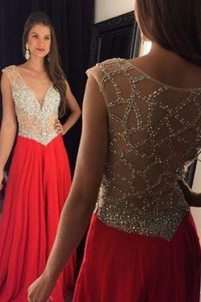 Red Prom Dress Slit Prom Gowns Mermaid With Rhinestones Crystal Chiffon Plus Size Dresses WK151