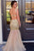 Scoop Floor-Length Tulle Sequins Sleeveless Backless Beading Prom Dresses WK395