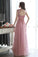 Modest Scoop Neck Tulle Pearl Detailing Lace-up Floor-length Sleeveless Prom Dresses WK632