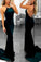 Sexy Backless Dark Green Mermaid Spaghetti Straps Sleeveless Custom Cheap Prom Dresses WK478
