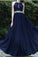 Sexy A-Line Beads Halter Cheap Royal Blue Simple Chiffon Backless Prom Dresses WK431