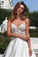 Satin Neckline A-line Open Back Lace Wedding Dress With Pockets Lace Appliques WK497