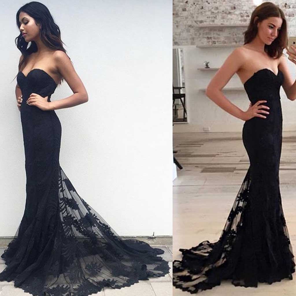 Mermaid Sexy Sweetheart Strapless Lace Sleeveless Popular Long Evening Dresses WK816