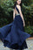 Sexy A-Line Beads Halter Cheap Royal Blue Simple Chiffon Backless Prom Dresses WK431