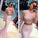 Pale Pink Two Pieces Long Sleeves Lace Mermaid See Through Jewel Neckline Prom Dresses WK201