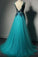 New Fashion Blue Tulle Formal Gown Lace Black Evening Gowns Tulle Formal Gown For Teens WK692