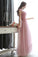 Modest Scoop Neck Tulle Pearl Detailing Lace-up Floor-length Sleeveless Prom Dresses WK632