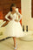 New Elegant Short Long Sleeves Sweetheart Cocktail Dress Ivory Lace Homecoming Dress WK838