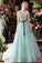 Princesses Romantic Summer Boho Off the shoulder Long Sleeve Blue Wedding Dresses WK546