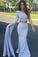 Sexy Mermaid One Shoulder Grey Slit Satin Long Zipper Prom Dresses WK63